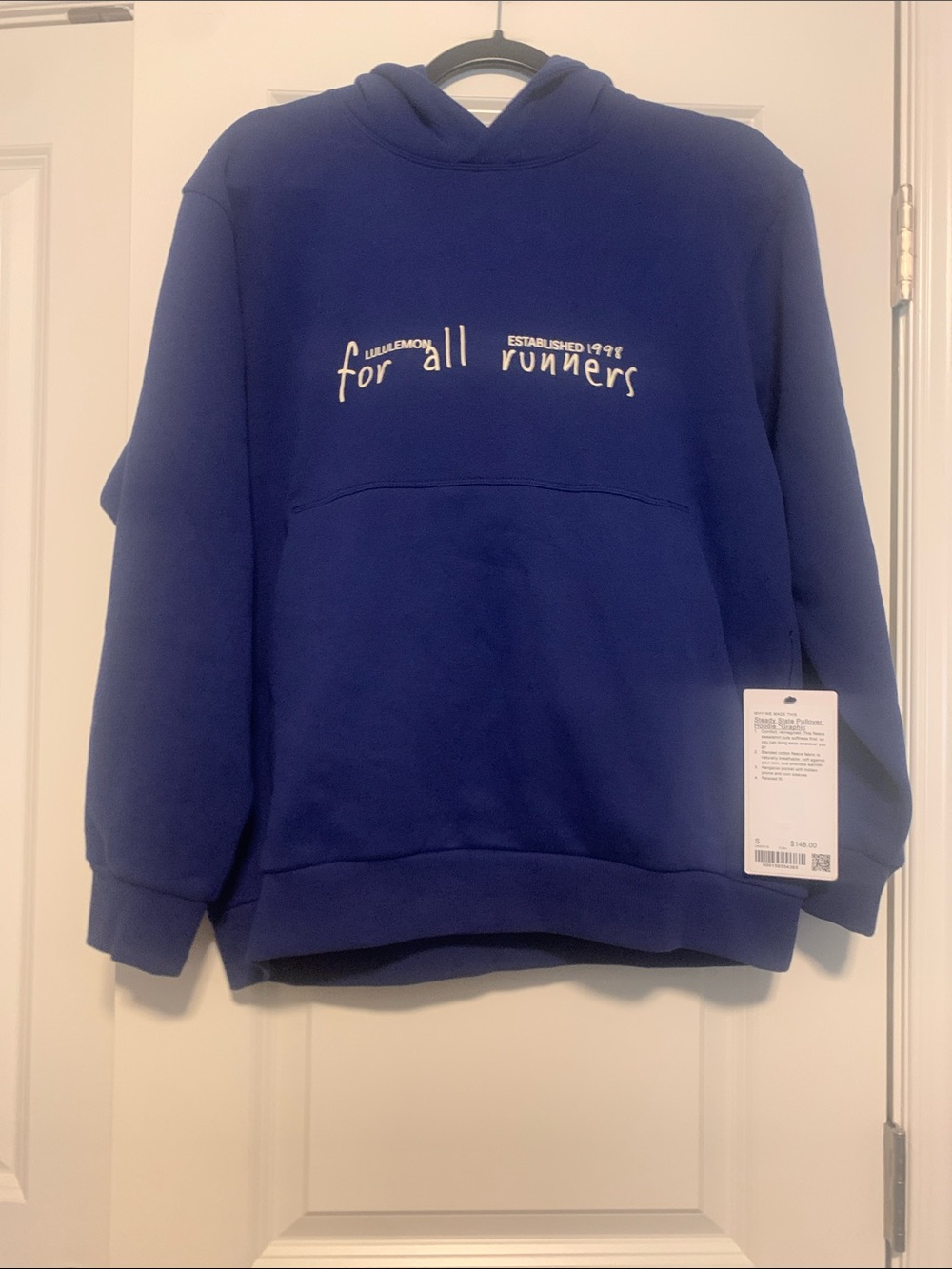 lululemon Men's For All Runners Steady State Hoodie, Sz S, Club Blue, NWT